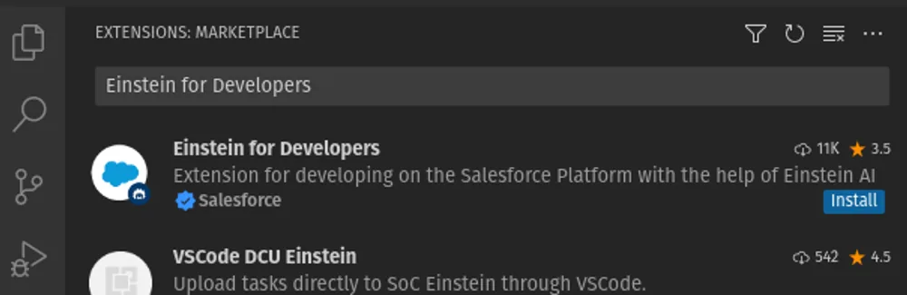 Generate code with Einstein — screenshot 3