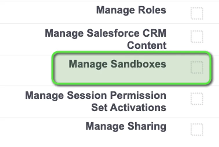 Manage Dev Sandboxes — screenshot 2