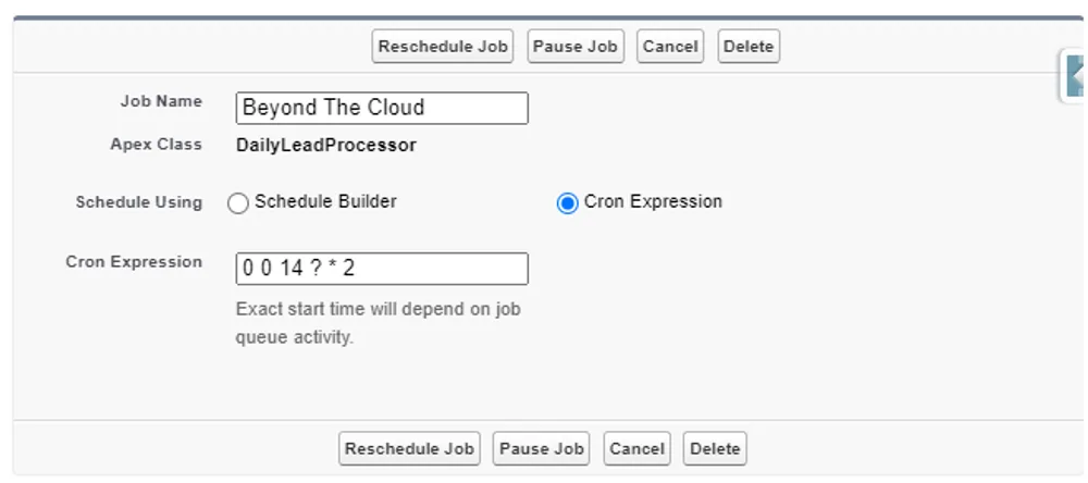 Manage Scheduled Jobs — screenshot 2