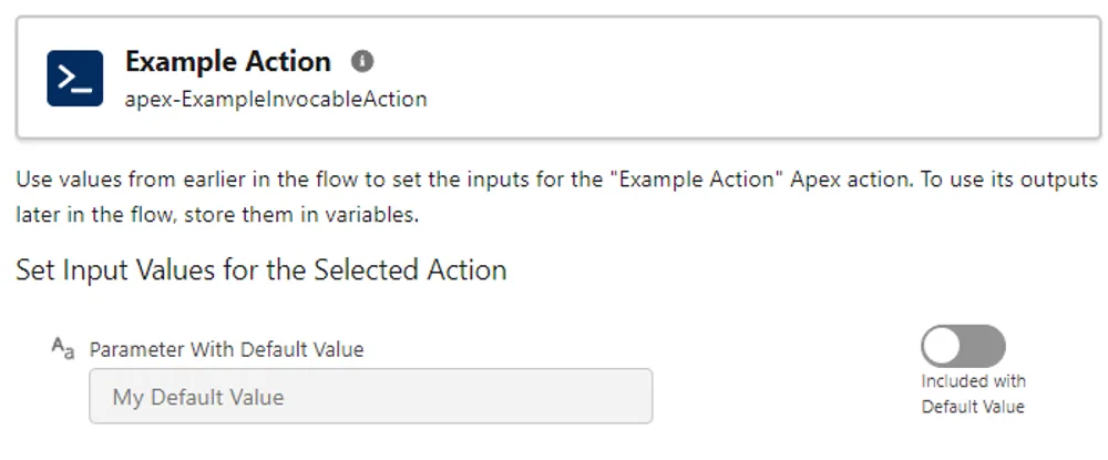 Set Default Values for Invocable Action Parameters — screenshot 1