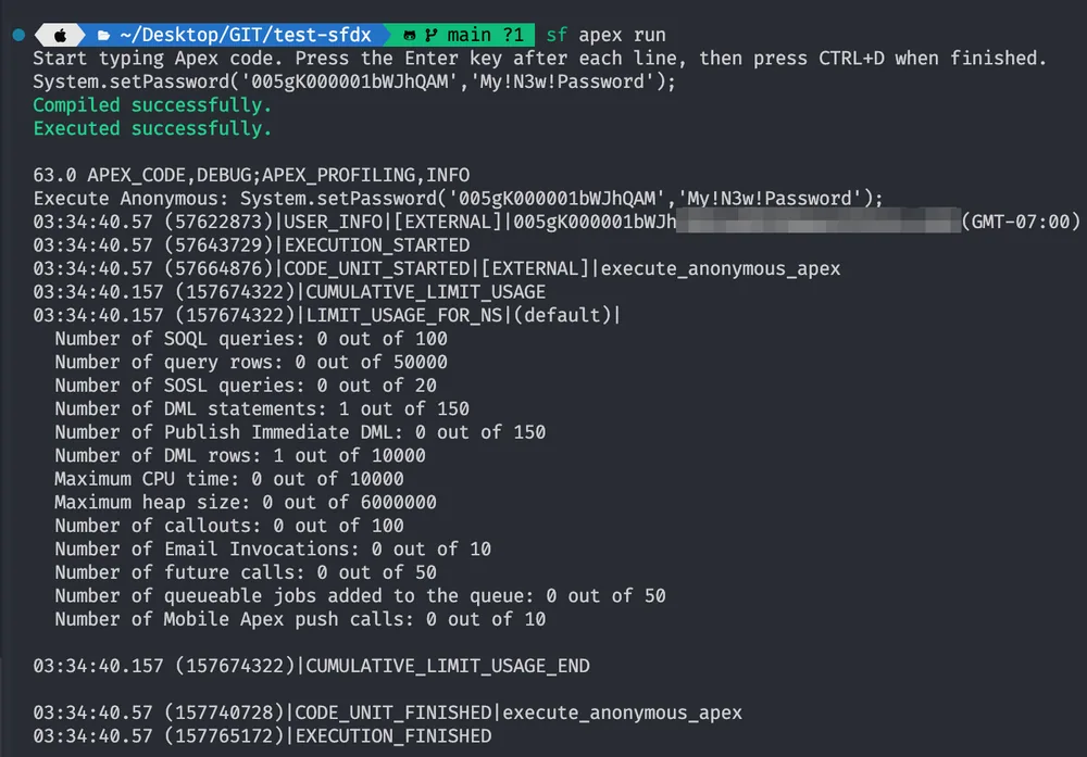Set password in Salesforce — screenshot 2